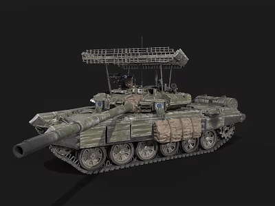 Military Armored Tank With Camouflage Paint Top Mounted Grille And Tracks 3d model