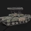 Military Armored Tank With Camouflage Paint Top Mounted Grille And Tracks