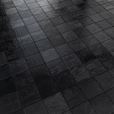 Glossy Black Square Floor Tiles With Smooth Surface For Modern Indoor Floor Design 3d model
