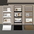 Modern Minimalist White Black And Brown Bookshelves With Shelves And Decorative Items