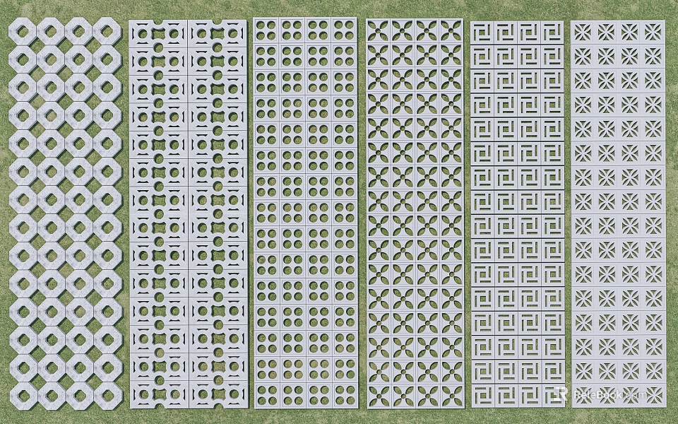 Garden Path Paving With Various Decorative Patterns And Design Styles 3d model 