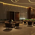 Modern Sales Office Interior Design With Comfortable Lounge Chairs Green Plants And Warm Lighting