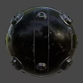 Black Spherical Object With Metallic Components And Shiny Surface Features