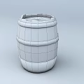 Barrel Shaped Ceramic Ware With Wood Grain Pattern And Decorative Metal Hoops On Base