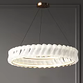 Modern White Circular Chandeliers With Intricate Patterns And Metal Base Design 3d model