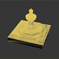 Classic Stone Fountain Structure With Octagonal Base And Square Platform Paving