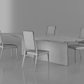 Modern Dining Set With Oval Glass Table And Four Black Chairs 3d model
