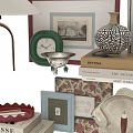 Decorative Ornament Set with Table Lamp Picture Frames Vases Candle Holders and Books