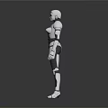 Silver Humanoid Robot Character With Metallic Texture Standing Pose And Mechanical Structure 3d model