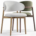 Modern Dining Table And Chair Set With Wooden Legs And Patterned Fabric Seats