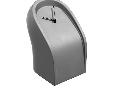 Modern Curved Shape Clock With Gray Finish And Sleek Minimalist Design 3d model