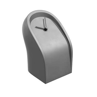 Modern Curved Shape Clock With Gray Finish And Sleek Minimalist Design 3d model