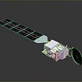 Detailed Satellite 3D Model Featuring Solar Panels Antenna Dish And Technical Design 3d model