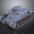 Gray Armored Military Tank With Turret Gun Tracks And Wheel Details