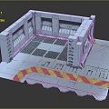 Spacecraft Interior Module With Metal Grid Floor And Red Yellow Warning Stripes Astronaut Workspace Design