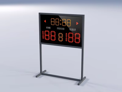 LED Electronic Computer Scoreboard Showing Time Period and Team Scores 3d model