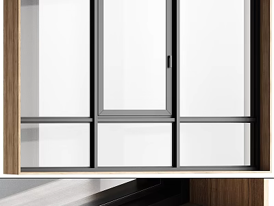 Modern Casement Window With Sleek Frame And Clear Glass For Contemporary Home Interior 3d model