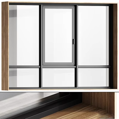 Modern Casement Window With Sleek Frame And Clear Glass For Contemporary Home Interior 3d model