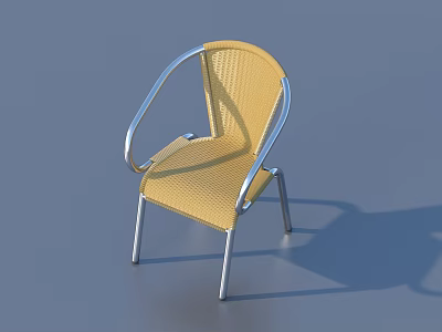 Modern Yellow Woven Leisure Chair With Silver Metal Frame And Armrests 3d model