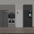 Modern Kitchen Cabinets In Various Colors With Built in Oven And Appliances
