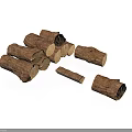 Plant Derived Wooden Logs Cut With Cross Sections Stacked On White Background