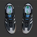 Retro Blue White Sports Shoes With Striped Design And Leather Upper