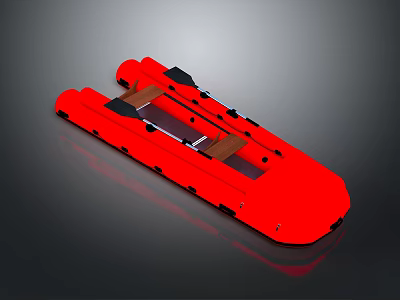Red Elongated Mechanical Structure With Black Components And Brown Internal Parts 3d model