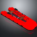 Red Elongated Mechanical Structure With Black Components And Brown Internal Parts