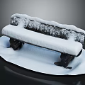 Snow Covered Outdoor Bench Furniture With Snow Accumulation On Seat And Backrest