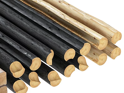 Natural Stone Wood Logs With Different Colored Cylindrical Sticks And Smooth Ends 3d model