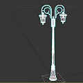 Vintage Black Outdoor Street Lamp Furniture With Double Lantern Design