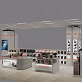 Mall Counter Retail Display With Shelves And Various Accessories Showcase Design