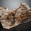 Ancient Stone Castle Model With Hillside Fortress Structures And Wall Enclosures 3d model