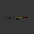 Military Light Machine Gun With Wooden Stock Green Body And Tripod Design