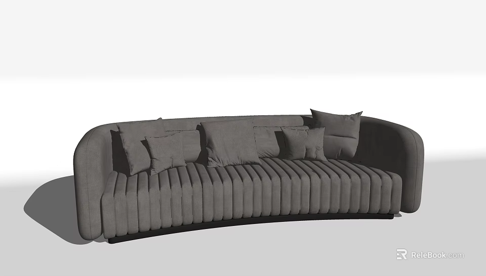 Modern Gray Tufted Sectional Sofa With Multiple Pillows For Living Space 3d model