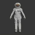 Man in White Astronaut Suit Standing with Detailed Helmet and Full Body Gear