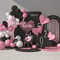 Love Confession Decoration Scene With Pink Black White Balloons Heart Shapes And 520 Numbers