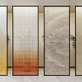 Stylish Room Dividers With Textured Surfaces Gradient Colors And Plant Accents