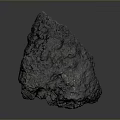 Natural Rough Black Stone With Textured Surface Isolated On Gray Background
