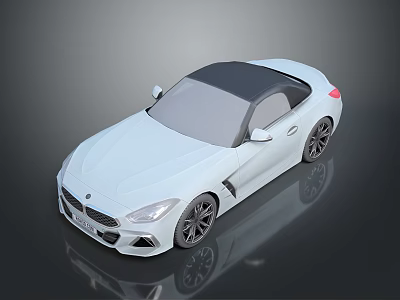 White Convertible Sports Car With Modern Design Black Roof And Two Door Black Wheels 3d model