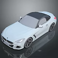 White Convertible Sports Car With Modern Design Black Roof And Two Door Black Wheels