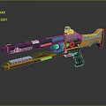 Futuristic Sci Fi Weapon Gun With Orange Black Accents And Scope Design