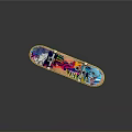 Decorative Vibrant Colorful Graffiti Wooden Skateboard With Metal Trucks And Wheels