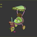 Kiwi Shaped Baby Stroller With Green Canopy Brown Body And Green Wheels