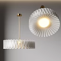 Modern White Pleated Pendant Lights With Golden Hardware And Illuminated Design For Interior Decor