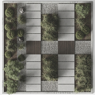 Modern landscape plant step 3d model