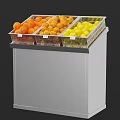 Fruit Display Shelf with Multiple Baskets Holding Oranges Tangerines and Lemons 3d model