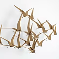 Brown Origami Cranes Wall Decor Creative Artistic Arrangement For Interior Walls