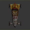 Vintage Rocket Toy Race Car With Silver Yellow Red Body And Green Wheels