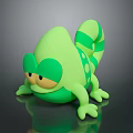 Adorable Green Chameleon Stuffed Toy With Green Stripes Dots And Cute Expression